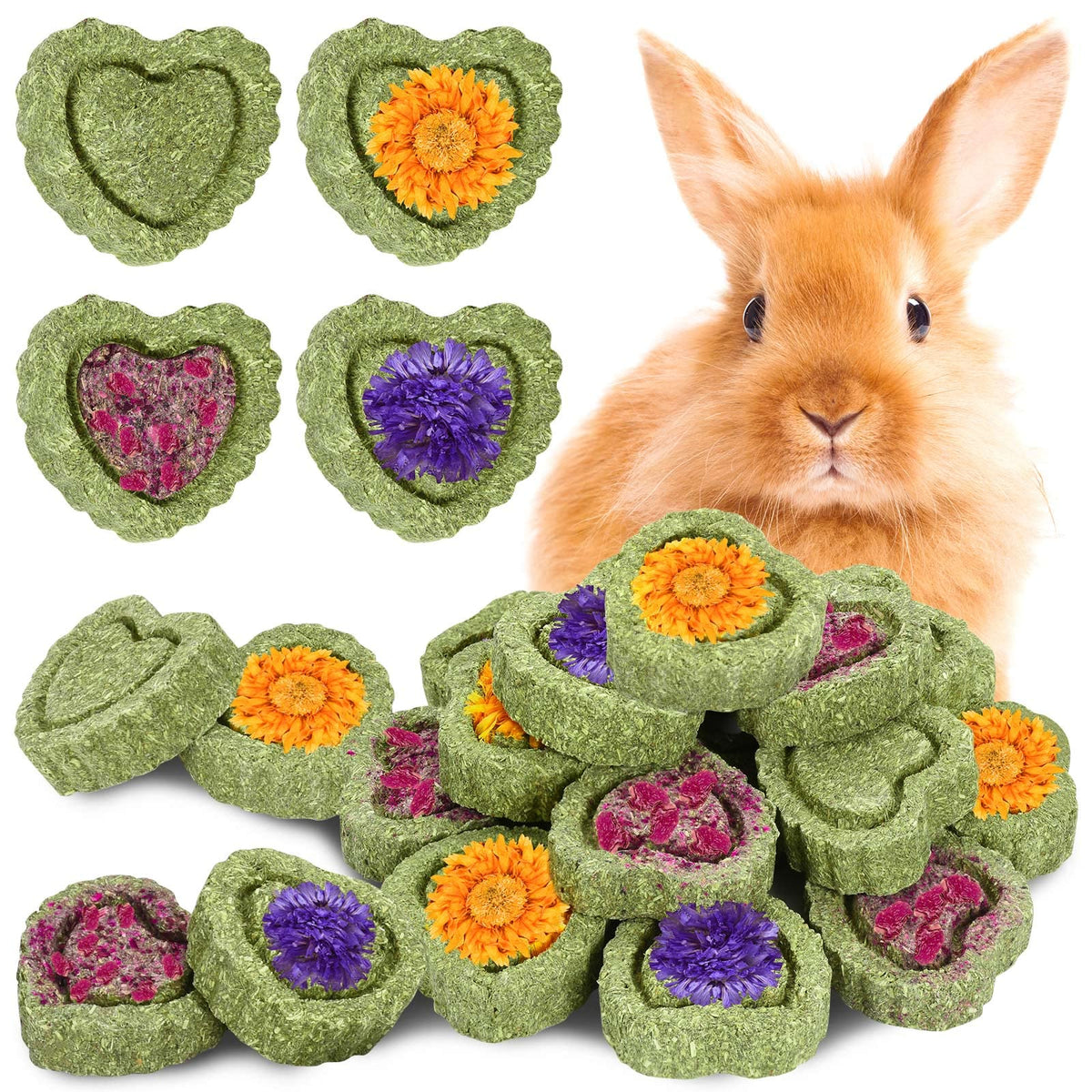 SYWHXY bunny chew toys heart-shaped timothy cakes attract pets for teeth grinding