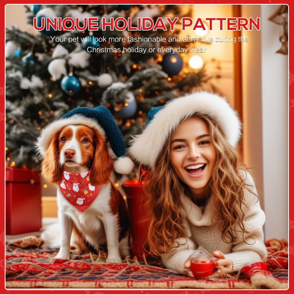 SZEE Christmas dog bandana green Christmas tree print for family gatherings