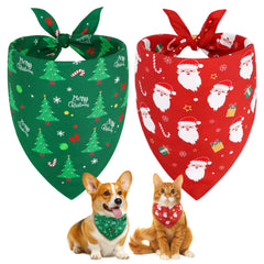 SZEE Christmas dog bandana Santa print red for festive photos and easy wear