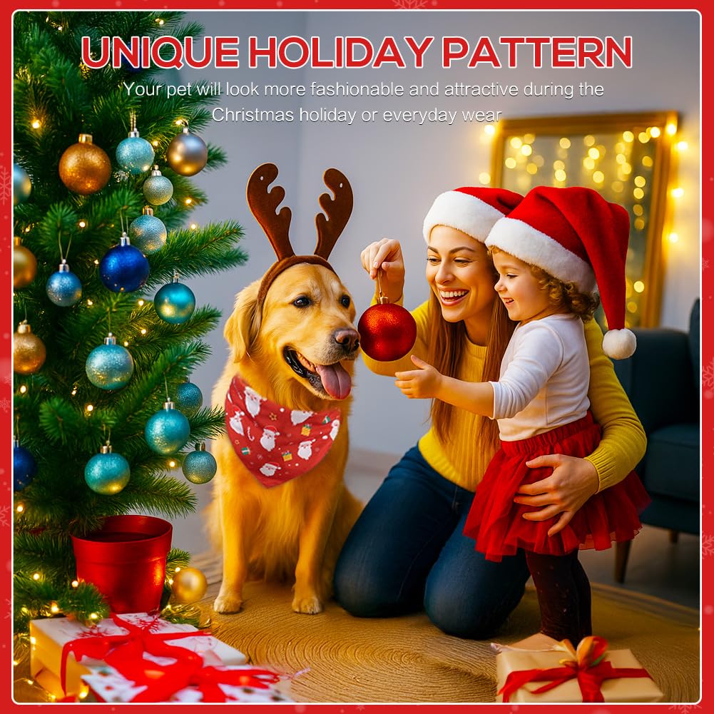 SZEE Christmas bandana with green Christmas-tree print for outdoor walks