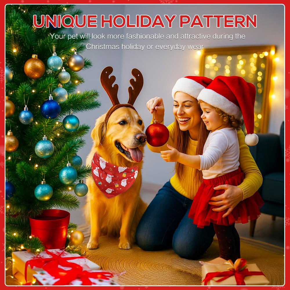 SZEE Christmas bandana with green Christmas-tree print for outdoor walks