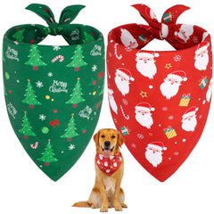 SZEE Santa-print red dog bandana for festive photoshoots.