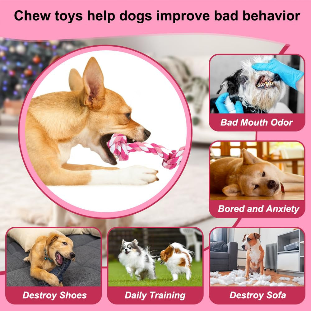 SZEE dog rope toy pink 14in emphasizing teeth cleaning potential during play
