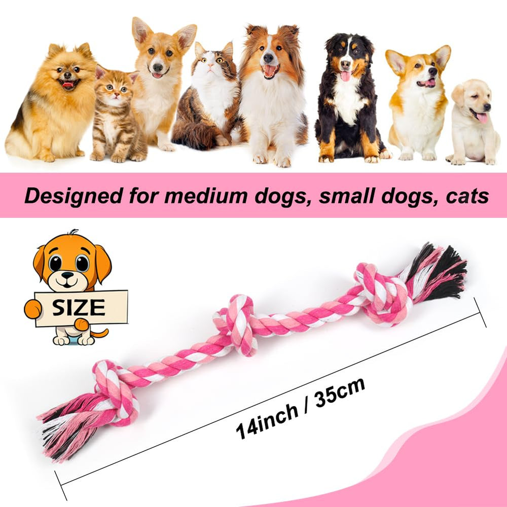 SZEE dog rope toy pink in action during tug-of-war play