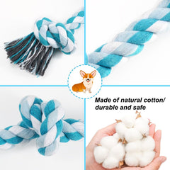 SZEE natural cotton rope closeup blue highlighting soft fibers for safe chewing.