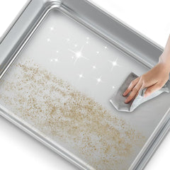SZEE stainless steel litter box interior close-up for easy scooping.