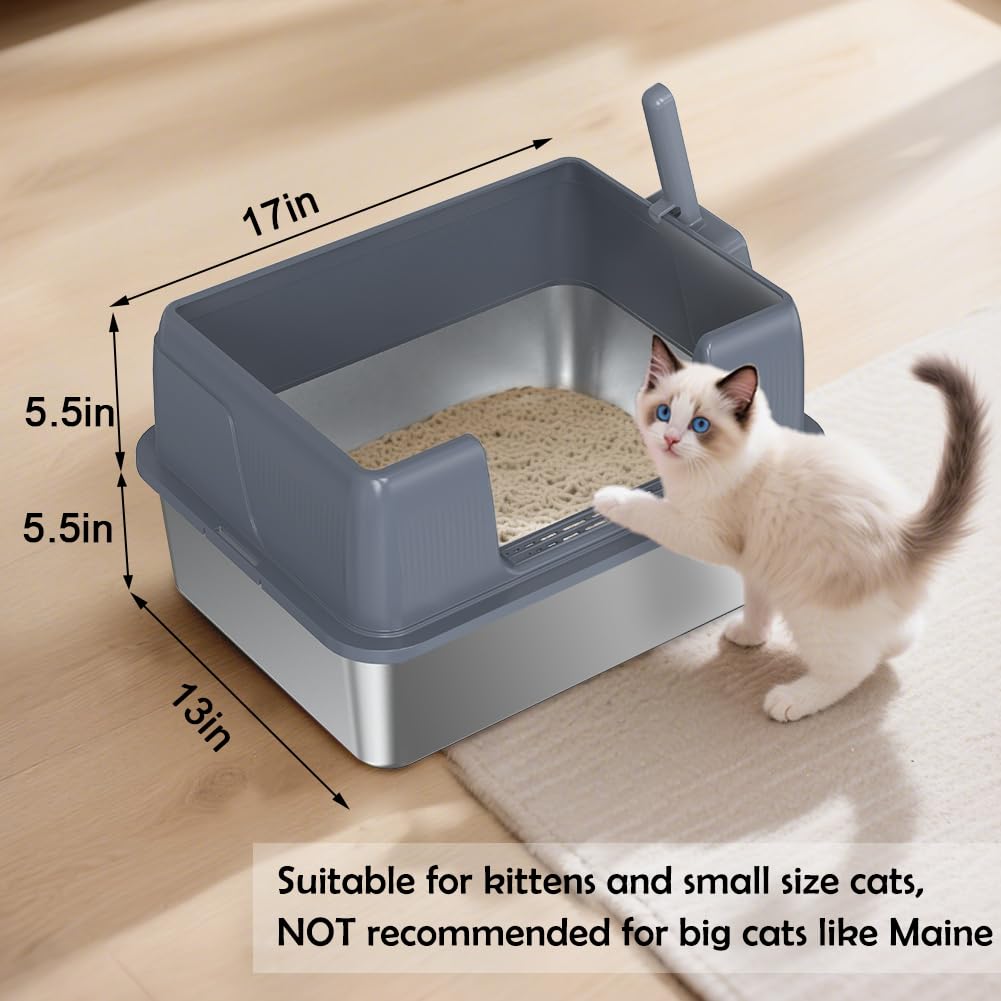 SZEE stainless steel litter box lid top view highlighting easy cleaning.