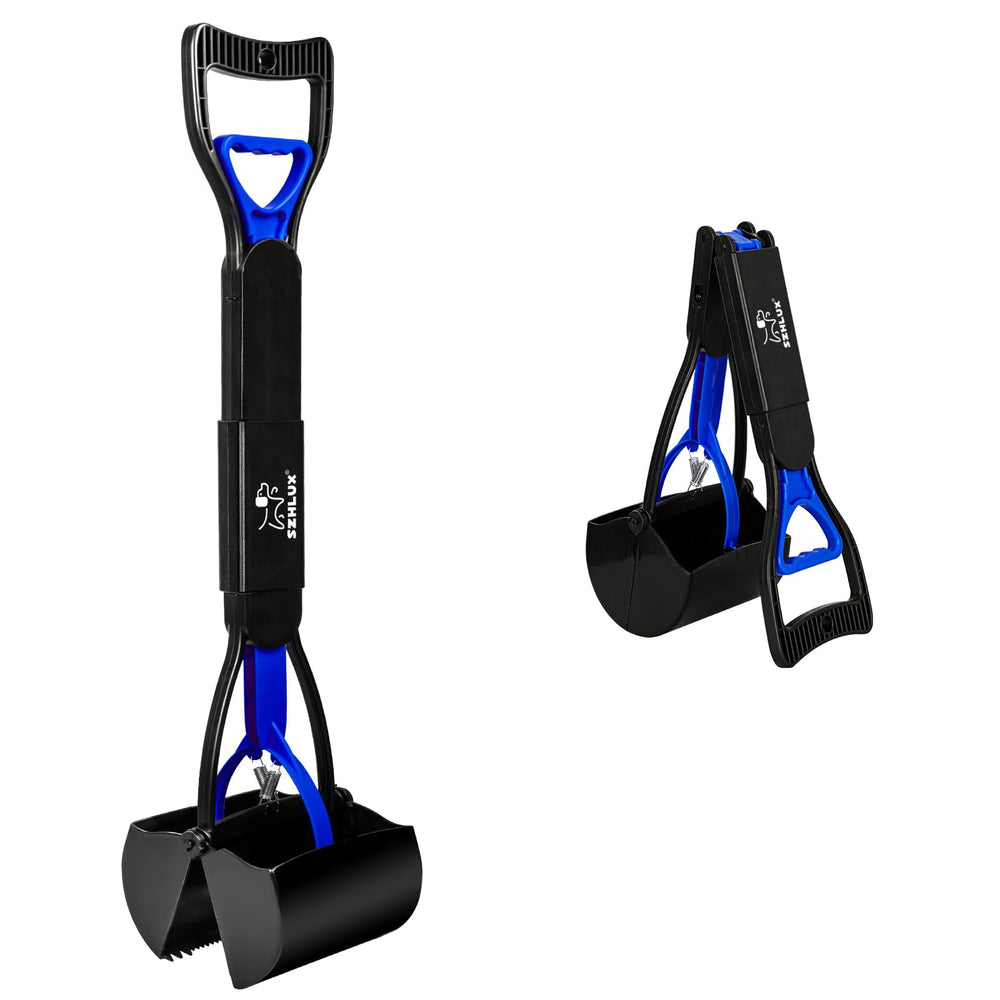 SZHLUX 28-inch pooper scooper folded compact for easy portability and storage.
