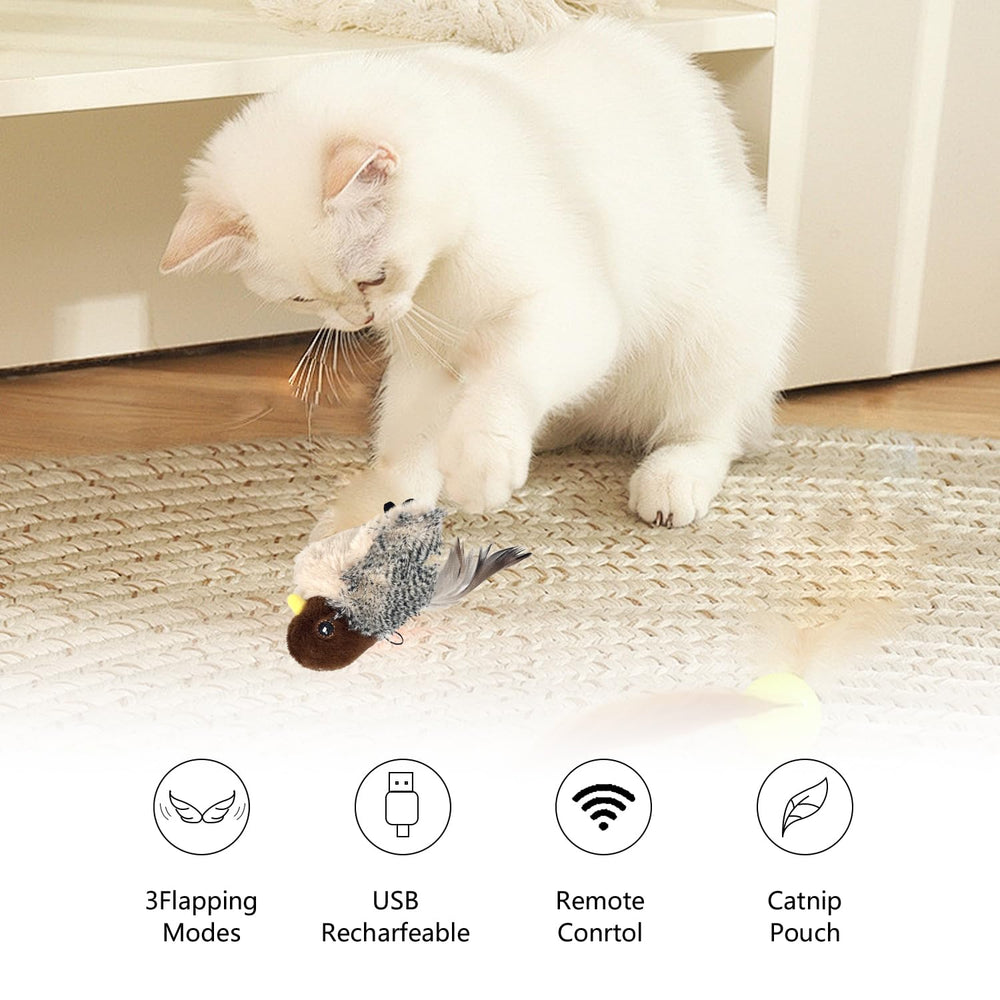 SZJMAO lifelike sparrow design resembles a real bird to entice cats