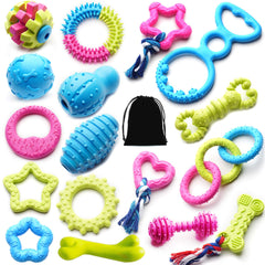 SZKOKUHO small dogs 17-pack variety shapes promote safe play and teething exploration.