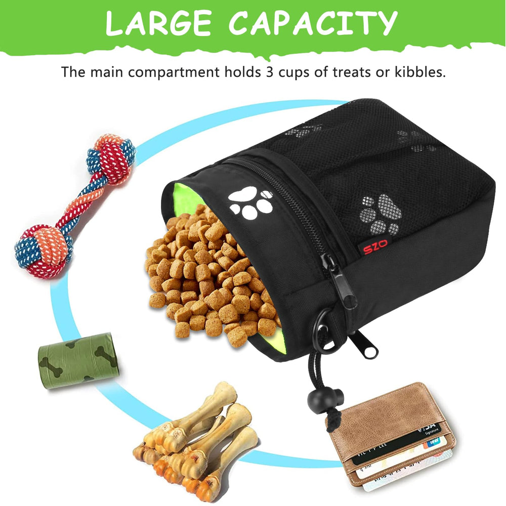 SZO dog treat pouch shows three wear options for training sessions
