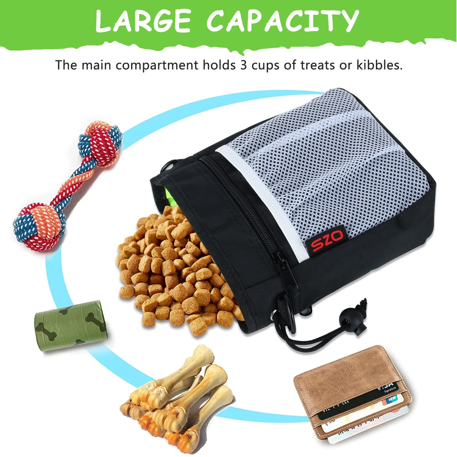 SZO dog treat pouch worn on waist belt for park obedience practice
