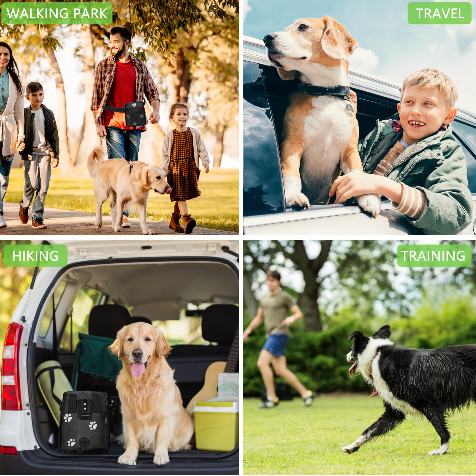 SZO dog treat pouch 600D nylon outer with wipe-clean interior for durability