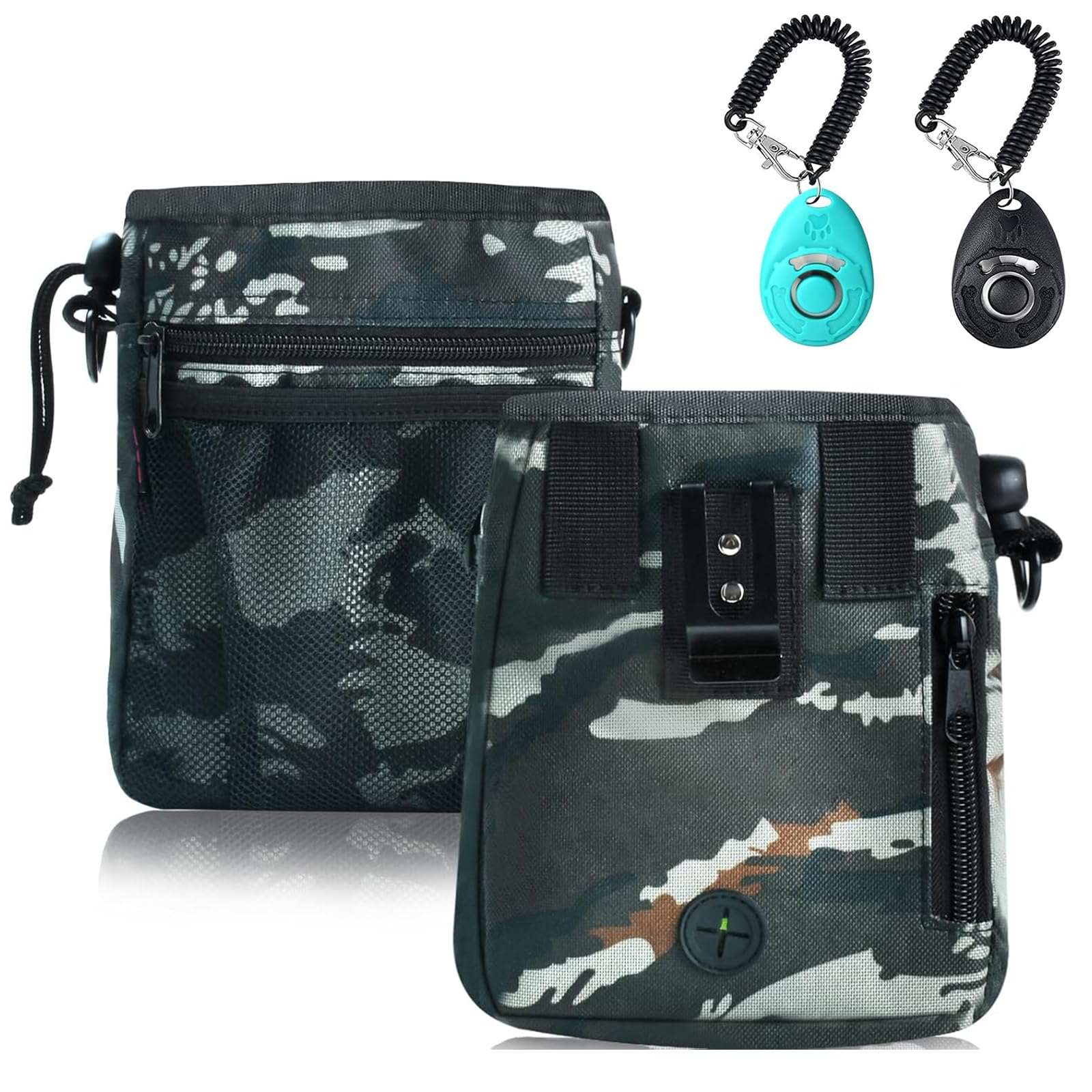 SZO dog treat pouch camo multiwear — versatile wear options for hands-free training.