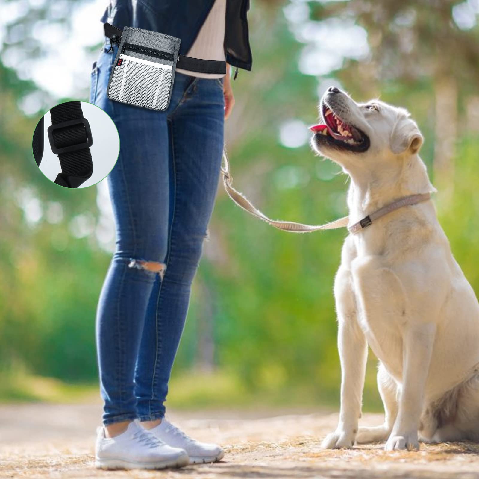 SZO dog treat pouch shown with durable construction for outdoor adventures