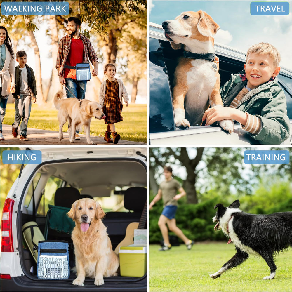 SZO dog treat pouch features D-rings for clicker kit and cups.