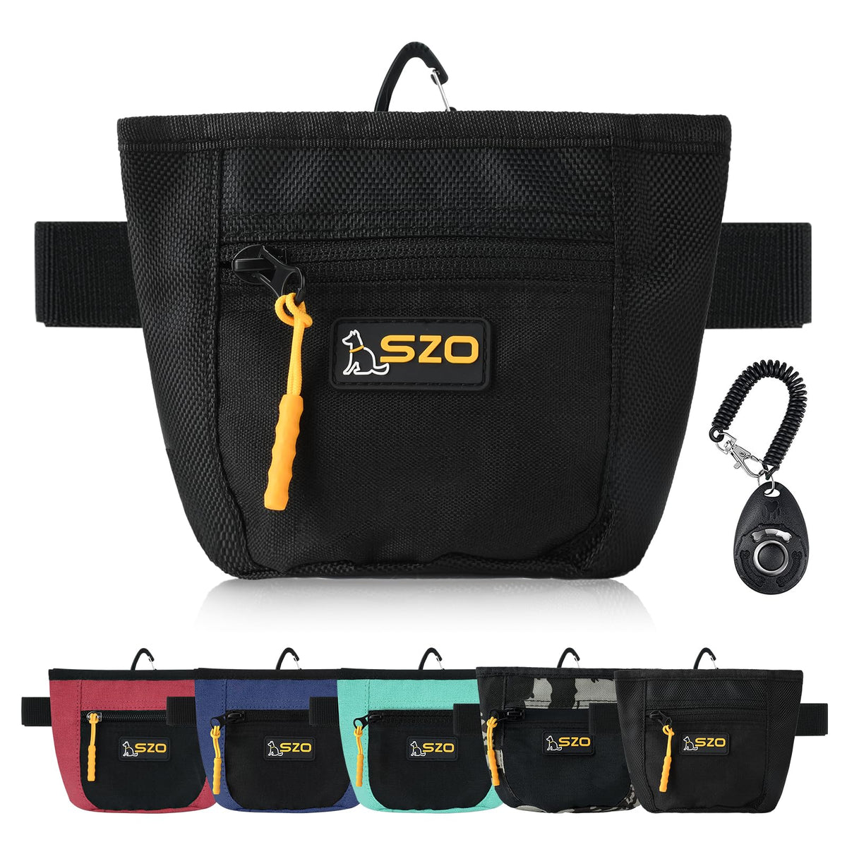 SZO dog treat pouch with magnetic closure enabling quick treat access during training.