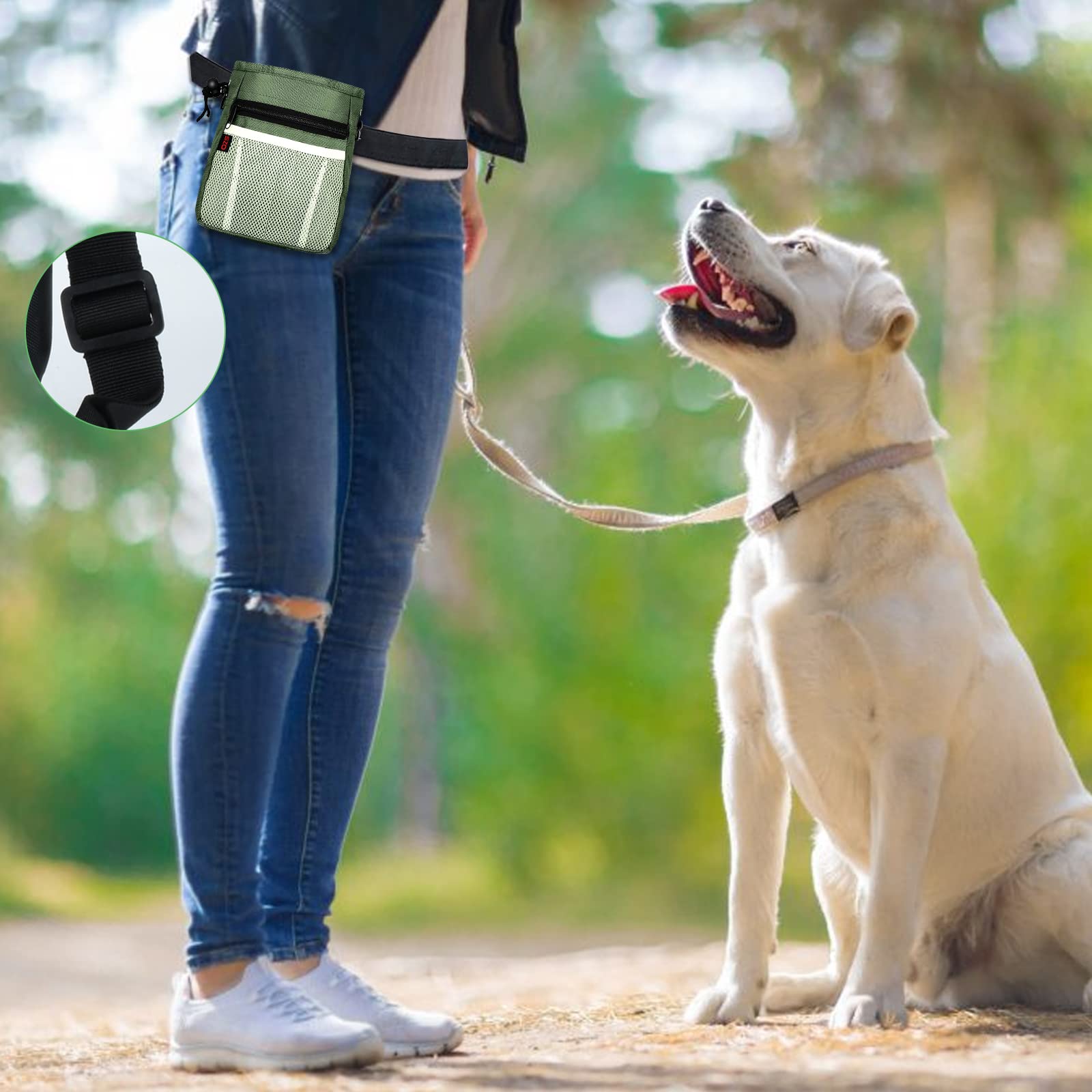 SZO dog treat pouch supports hands-free park training on the go.