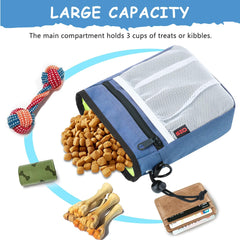 SZO dog treat pouch back with poop bag holder for quick cleanups.