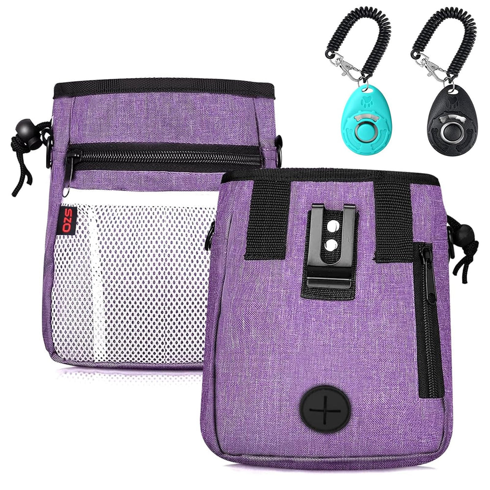 SZO dog treat pouch purple front view highlighting large capacity for treats