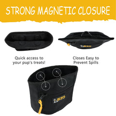SZO dog treat pouch worn with waist clip for hands-free training.