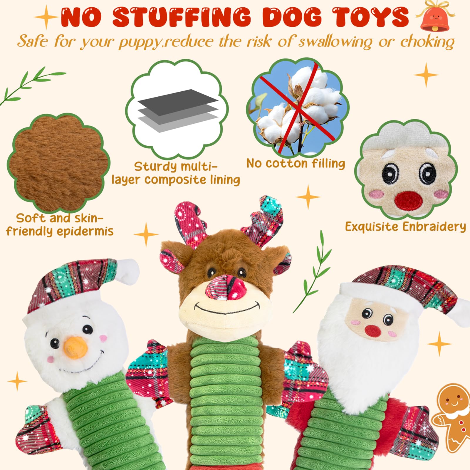 SZXHTOMG Reno Navidad perro juguete crujiente para tirar