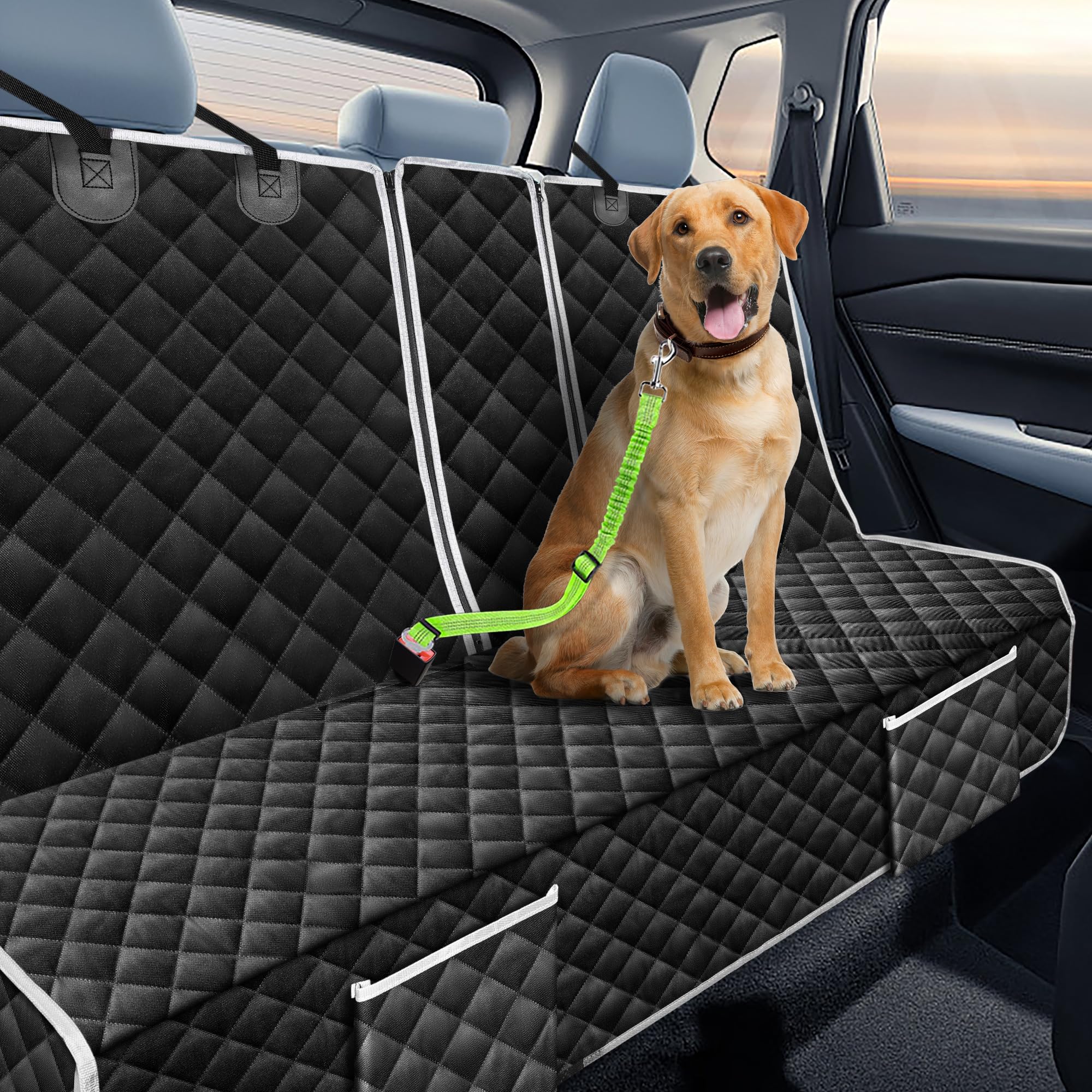 szyuchen dog seat cover waterproof Oxford material protects interior from spills on road trips.