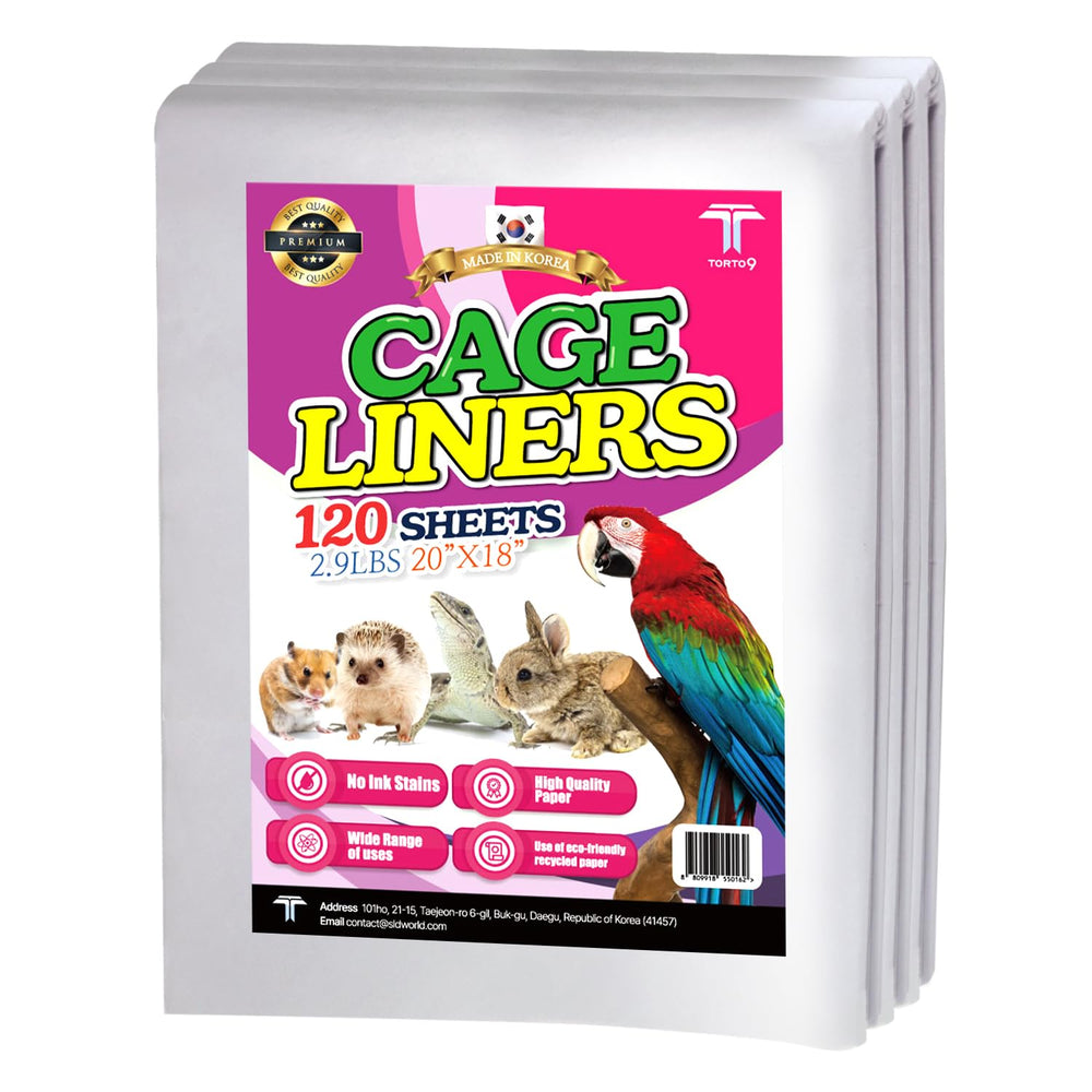 T TORTO9 bird cage liner 120 sheets provides generous coverage for large cages.