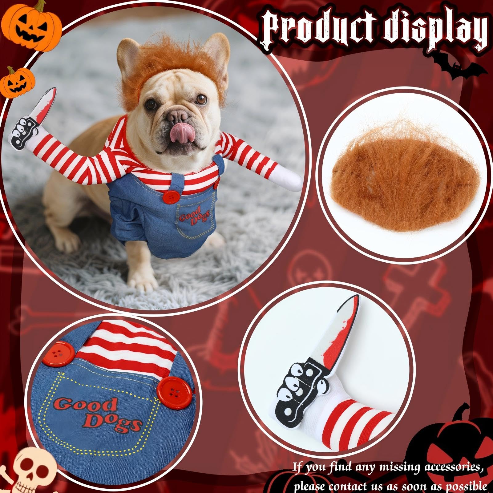 T2Y small dog costume size S on a model for demonstration.