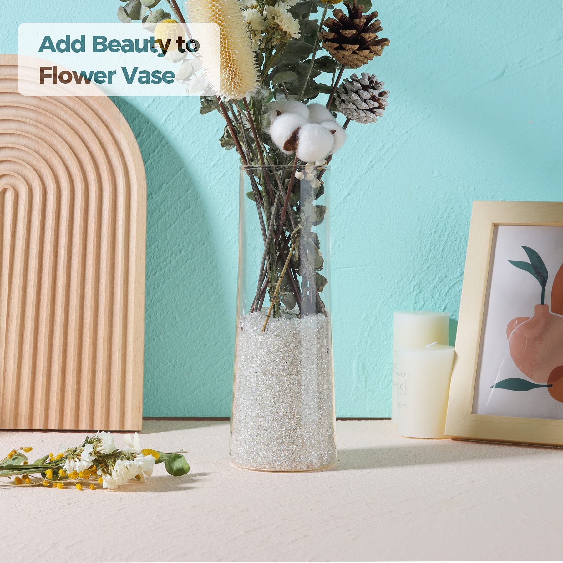 T4U crushed clear quartz chips 2lb packaging ready for quick craft or decor projects.