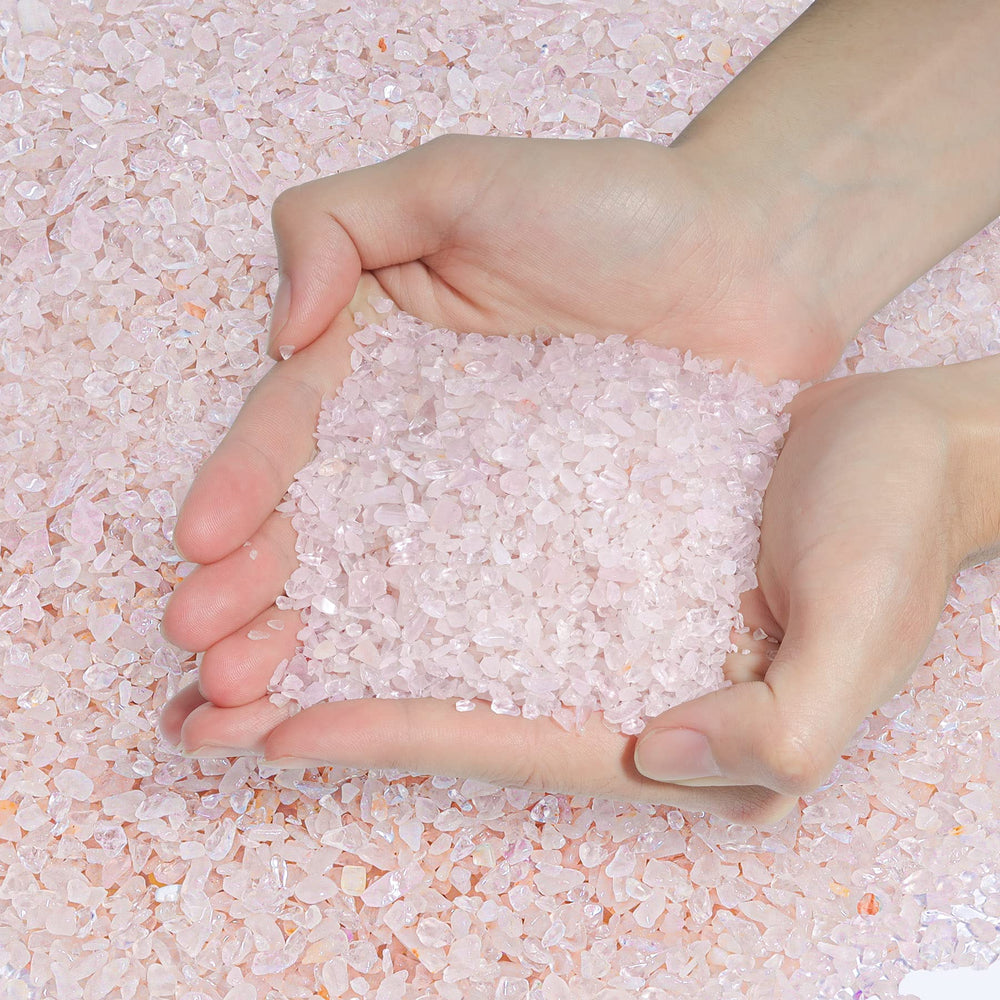T4U rose quartz chips in 1lb bag for plant decor and crafts