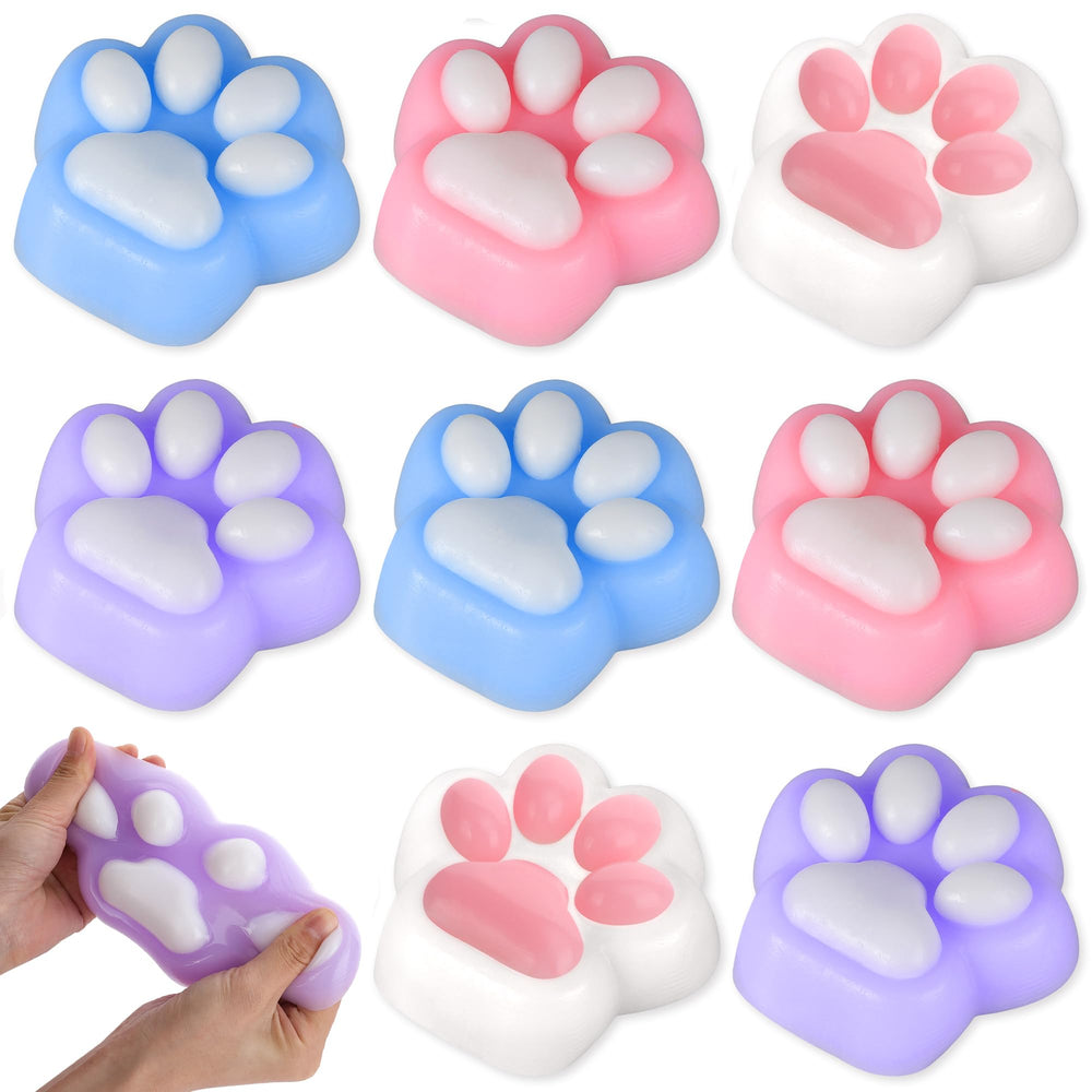 Taba 8-pack squishy cat paw pink close-up for stress relief and sensory play.