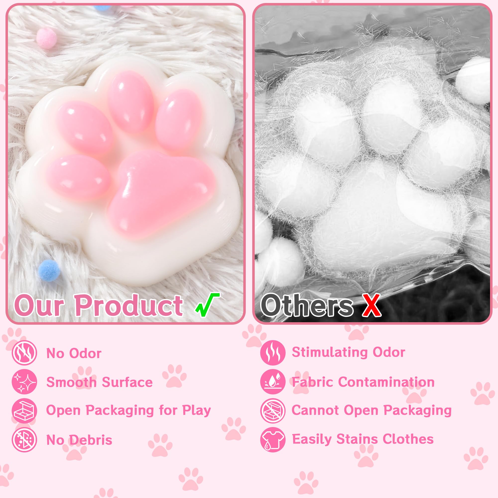 Taba cat paw squishy design detail highlighting pads and claws.