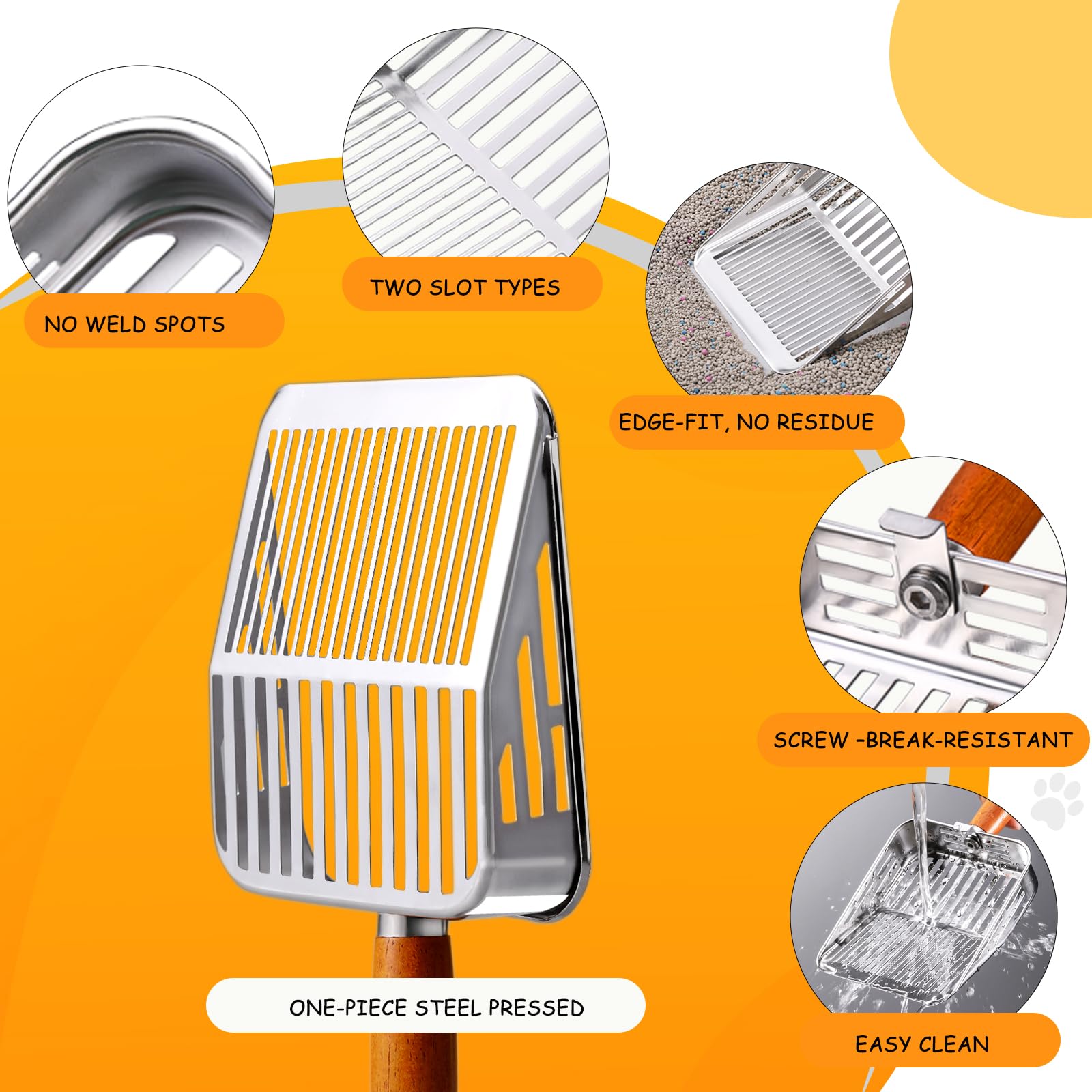 TabifurKitc no-weld-scoop emphasizes seamless surface for easy cleaning.