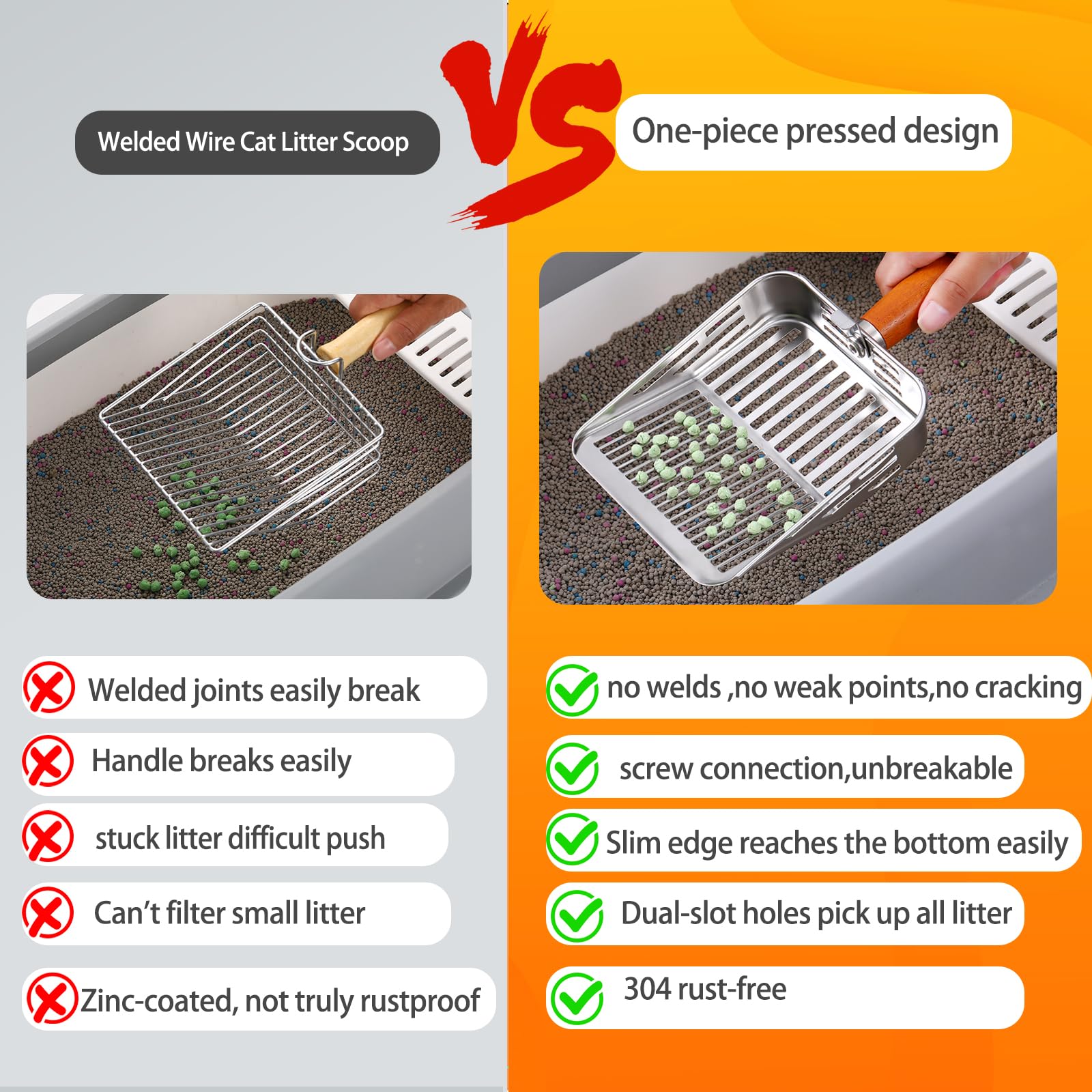 TabifurKitc one-piece pressed design scoop eliminates welds for superior durability