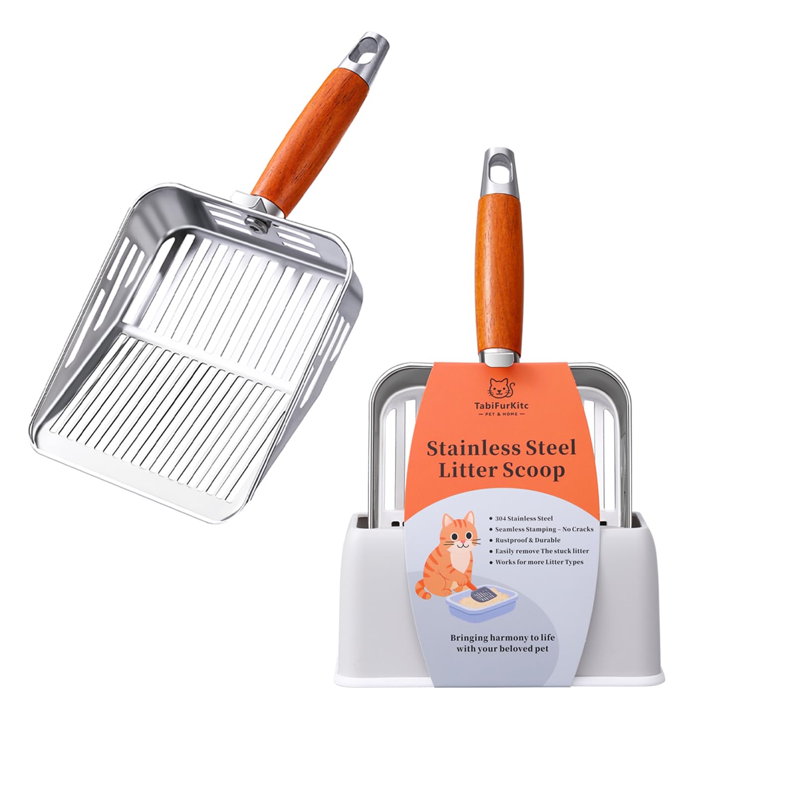 TabifurKitc rustproof stainless-steel litter scoop ready for daily long-lasting use