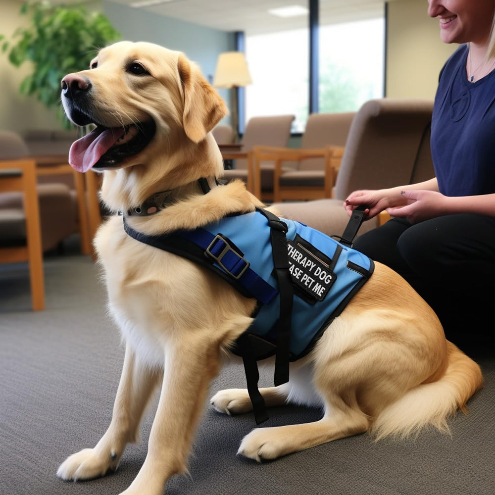 TACVEL patches on dog harness illustrate versatile use for collars, leashes, and bags.