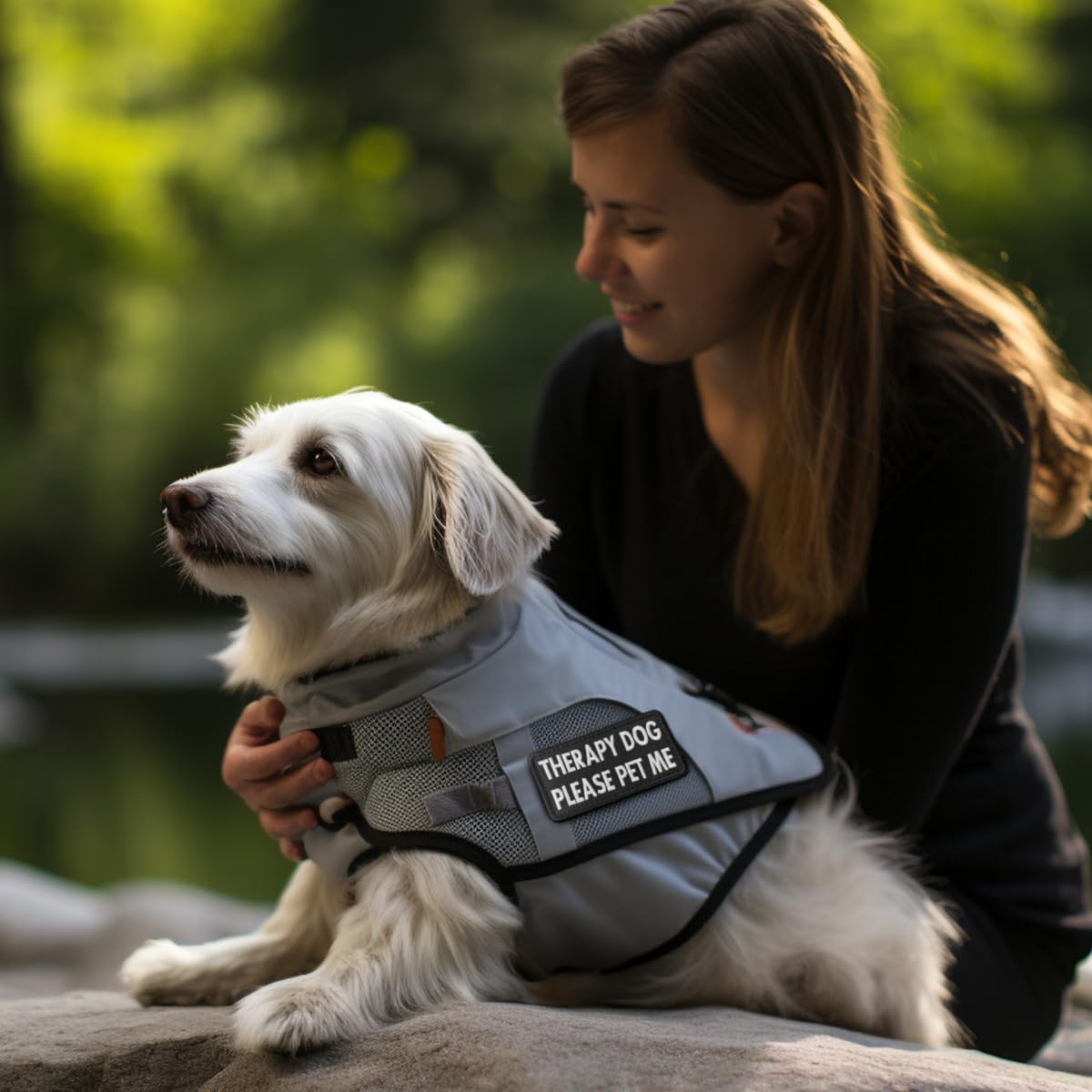 TACVEL service dog patch on a vest shows interchangeable patch capability.