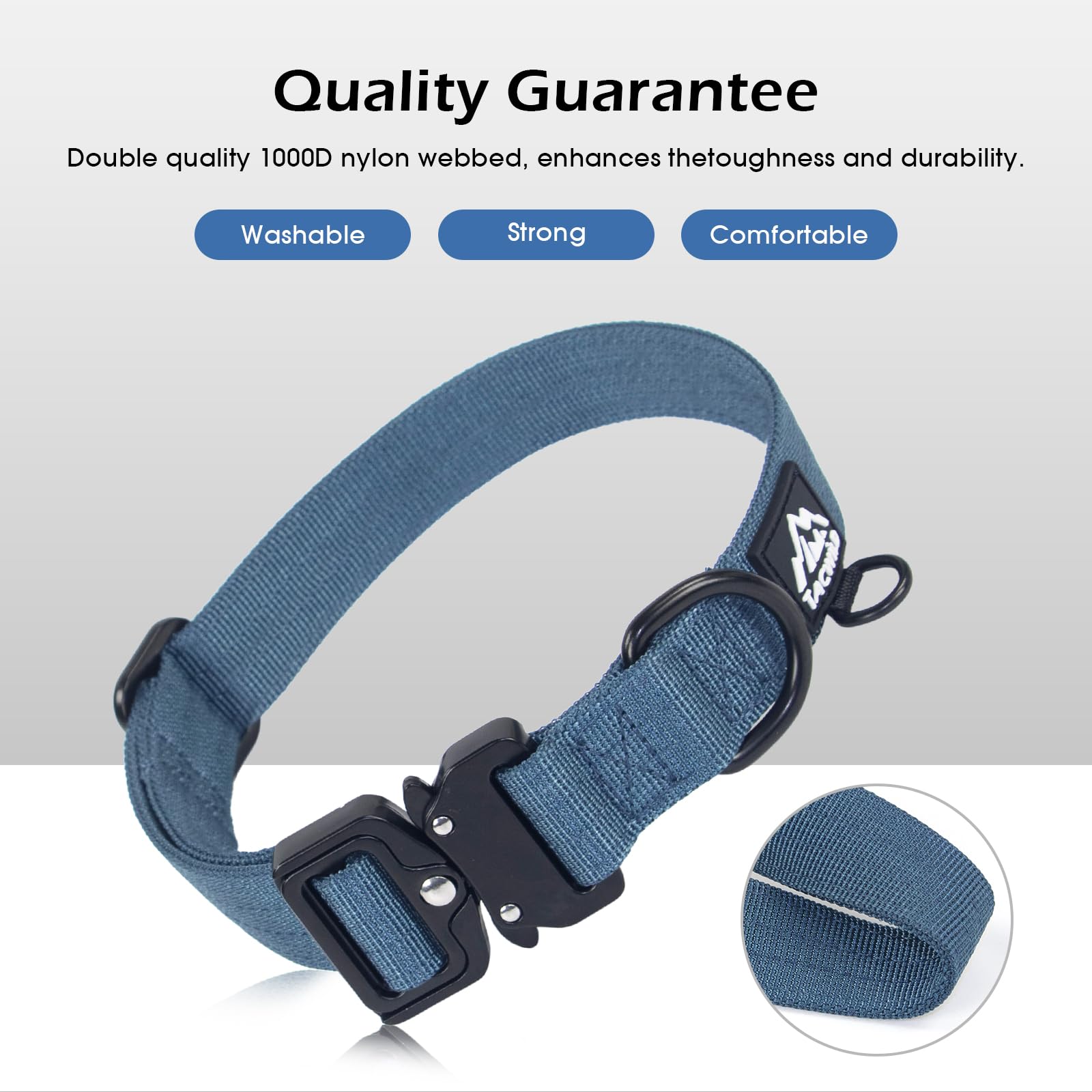 Tacwild collar de nylon 1000D resistente para perros activos y enérgicos.