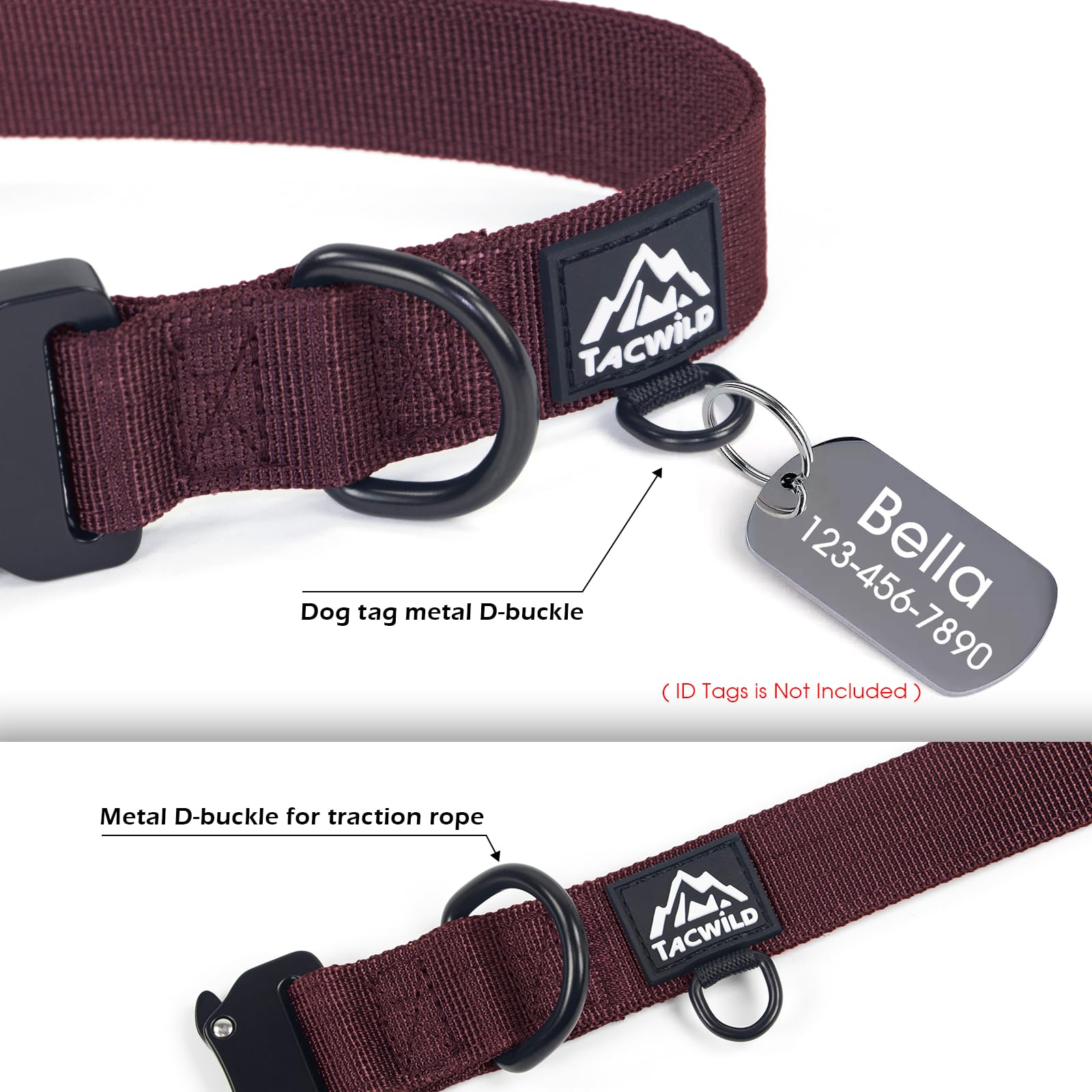 Tacwild collar tejido nailon 1000D resistente para actividad diaria
