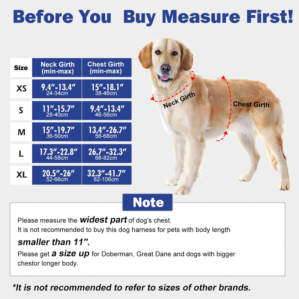 Tacwild No Pull Dog Harness Blue-L shows adjustable points for a customizable fit