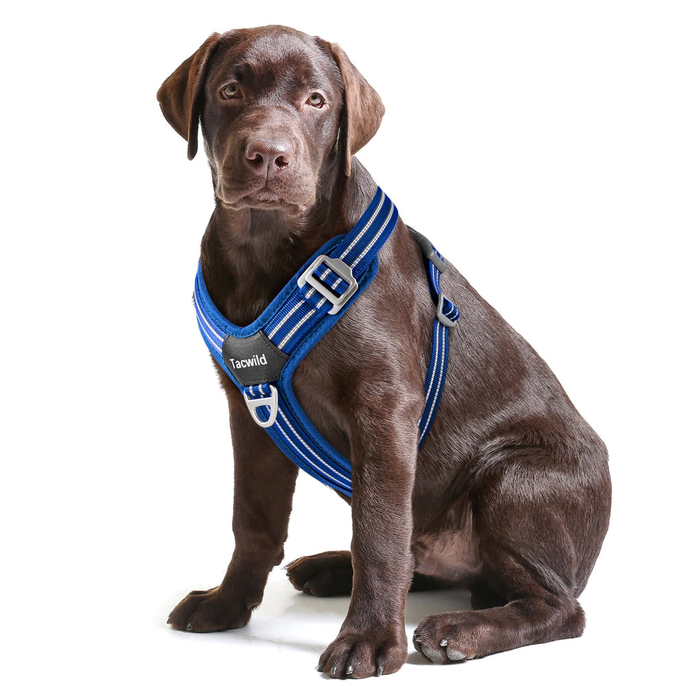 Tacwild No Pull Dog Harness Blue-L front view for comfortable daily walks