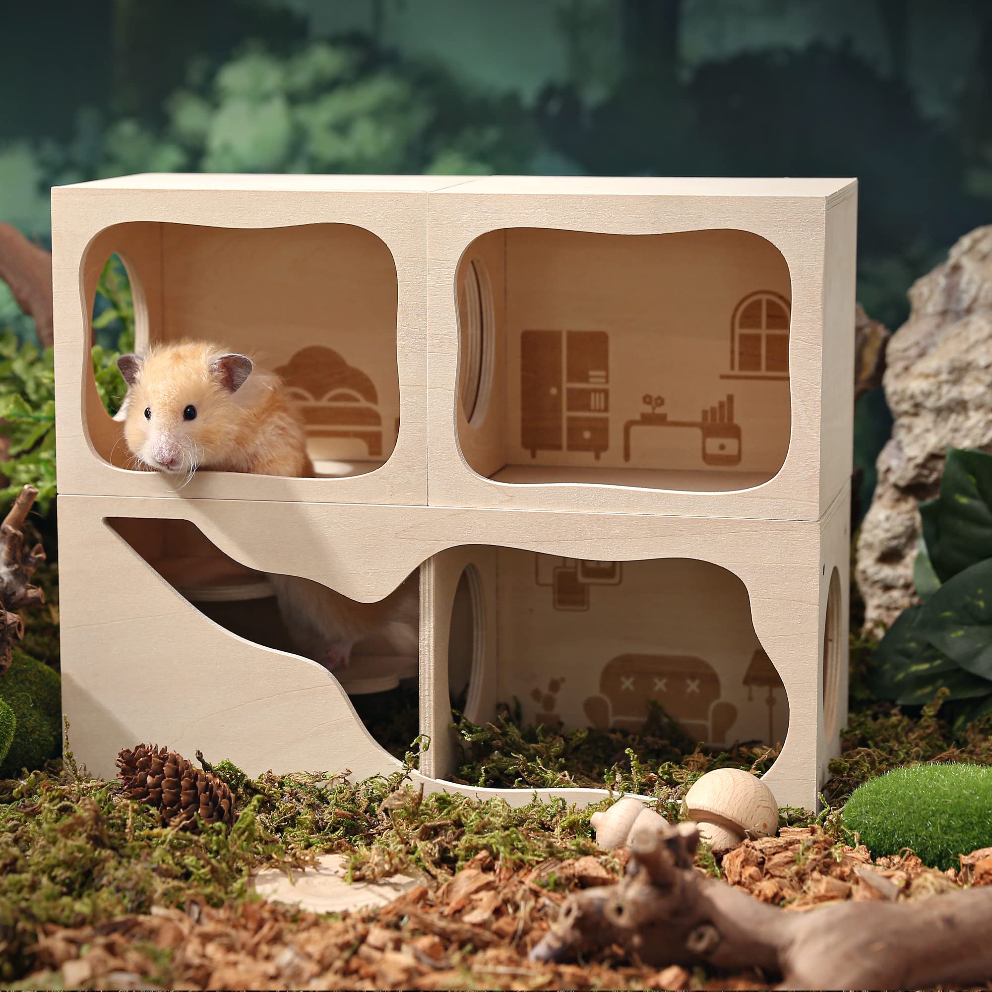 tafit hamster hideout bottomless design increases space for digging and exploration.