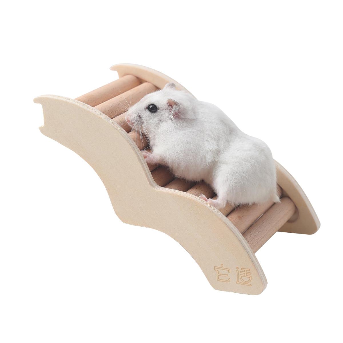 Tafit hamster ladder wooden bridge showing natural wood finish for cage decor and climbing.
