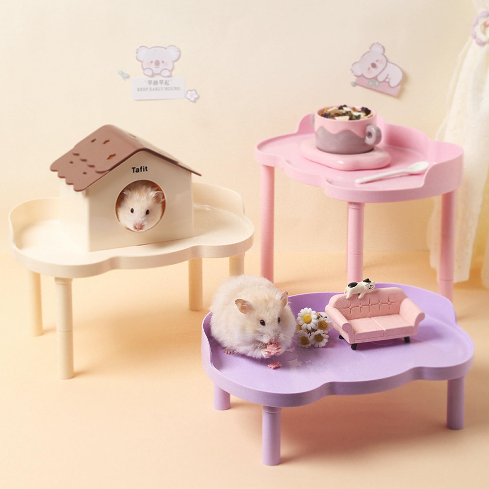 tafit hamster platform taro purple multi-use for feeding, sleeping, play.