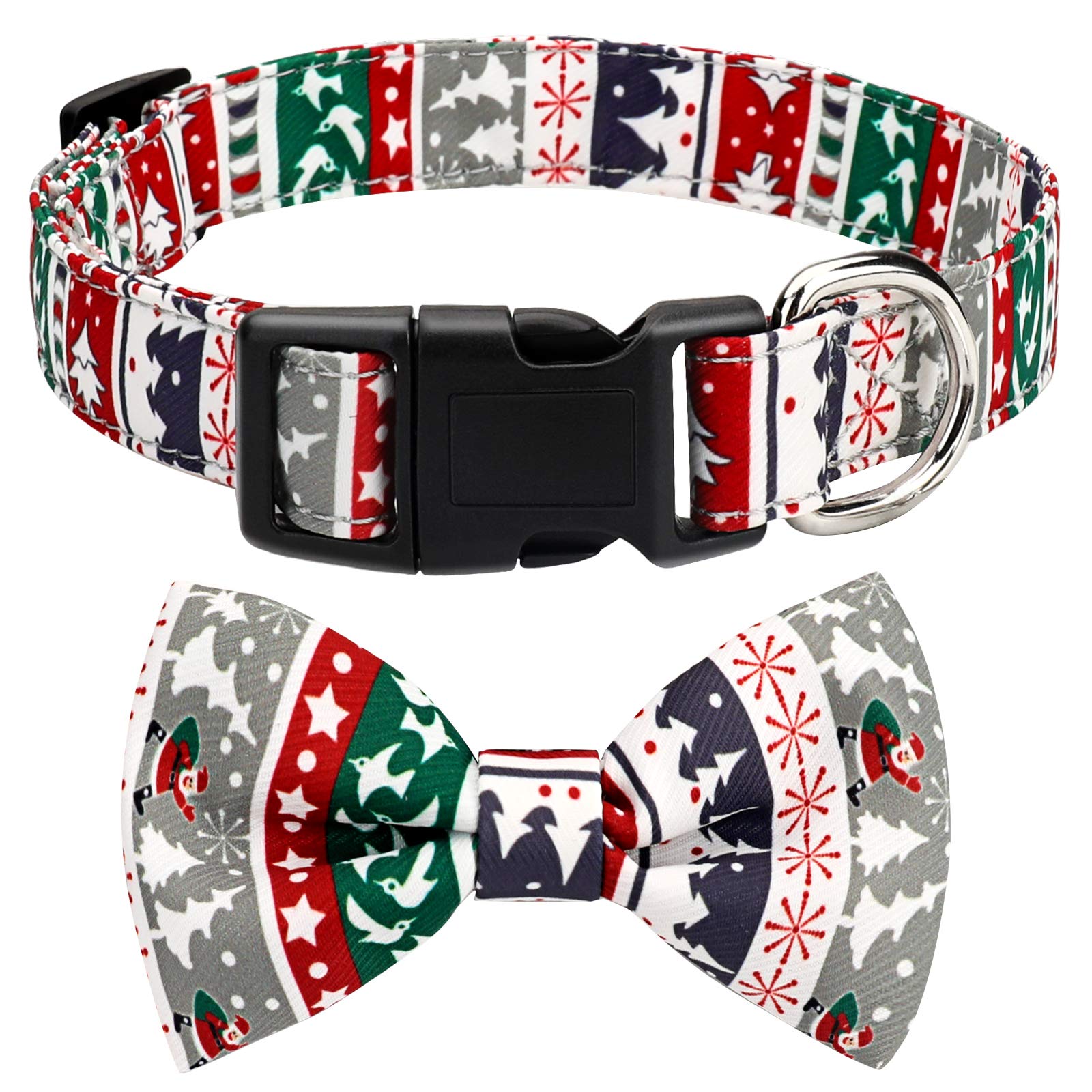 TAGATMI Christmas bowtie collar closeup shows detachable bowtie for comfort