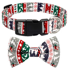 TAGATMI Christmas bowtie collar closeup shows detachable bowtie for comfort
