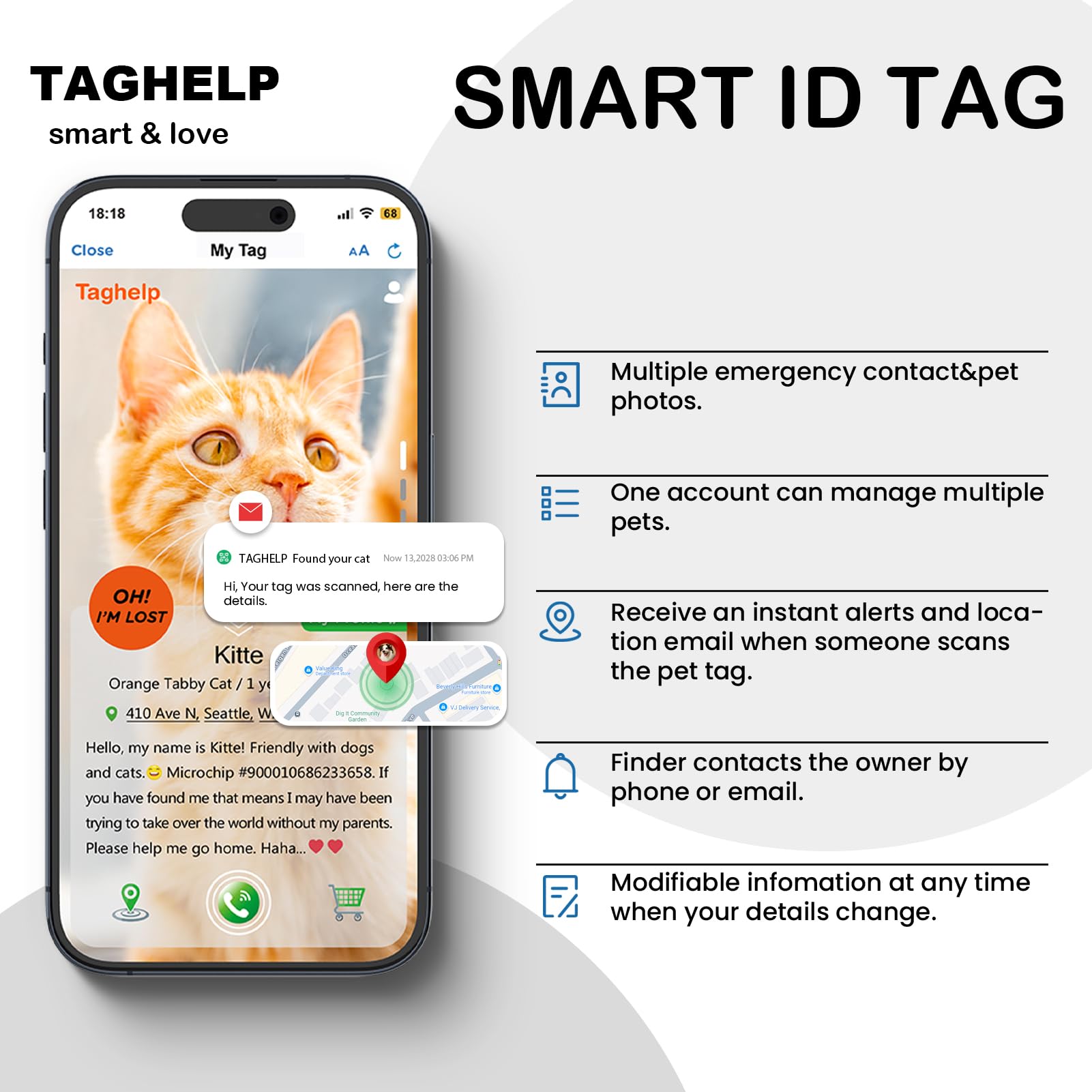 Taghelp 8-13 inch collar size options ensure a comfortable fit.