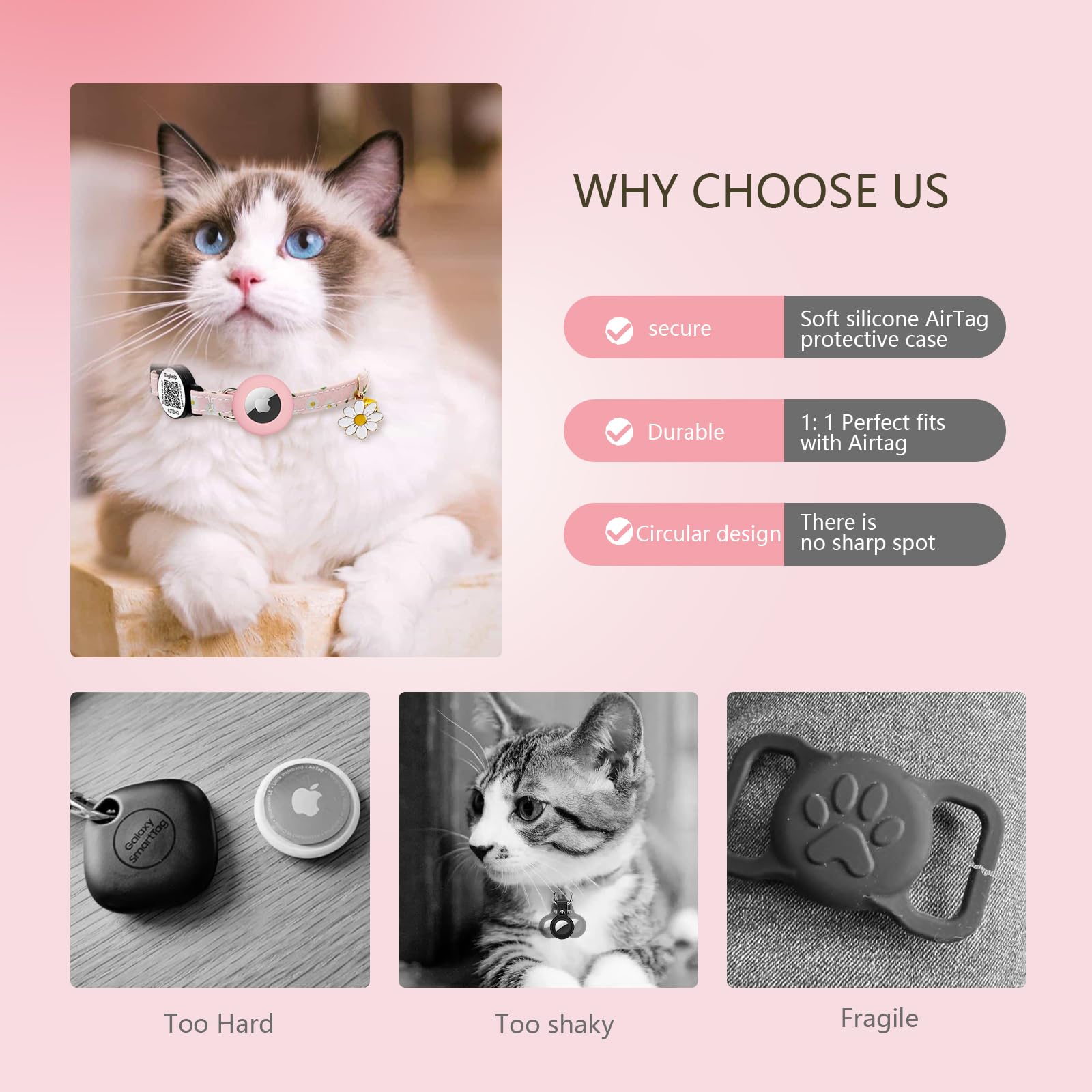 Taghelp Apple AirTag compatible collar lets you locate your cat quickly.