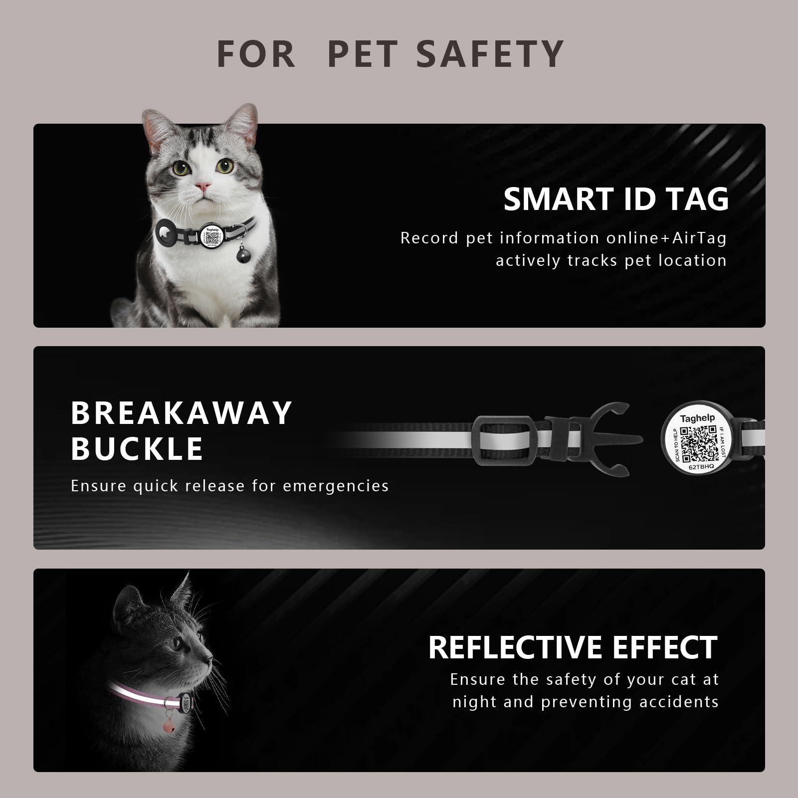 Taghelp Breakaway nylon collar purple closeup shows quick-release safety for adventurous pets.